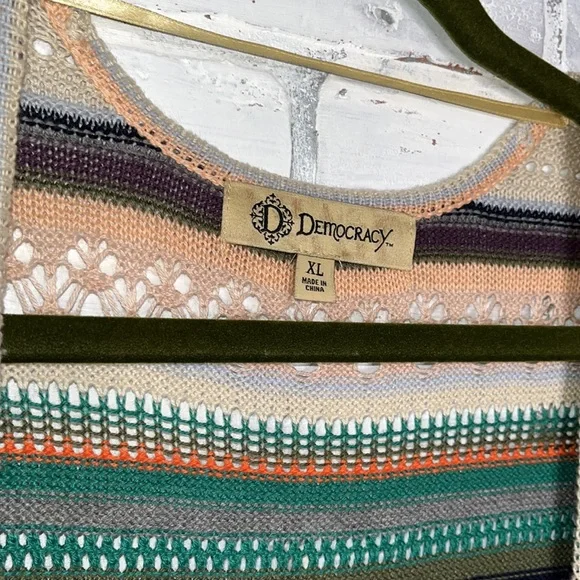 DEMOCRACY | Knit Striped Vest Long Kimono Duster XL - Picture 2 of 5